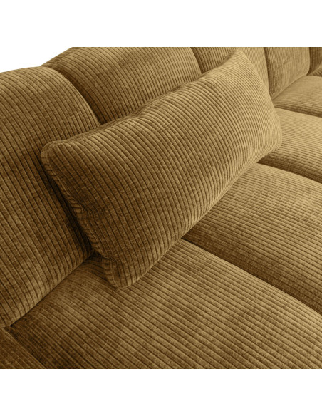 Mojo coussin cuir tissu côtelé tissé jaune brun woood