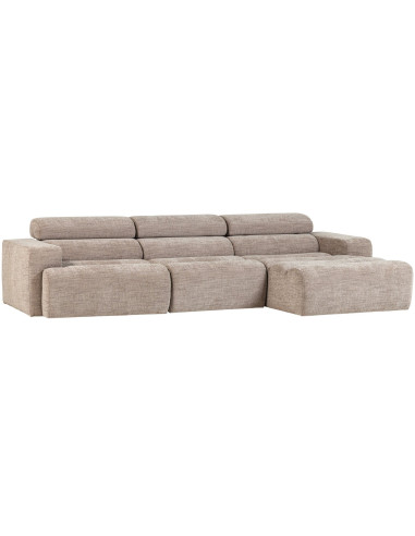 Canapé chaise longue droite Novi tissu mélangé naturel woood