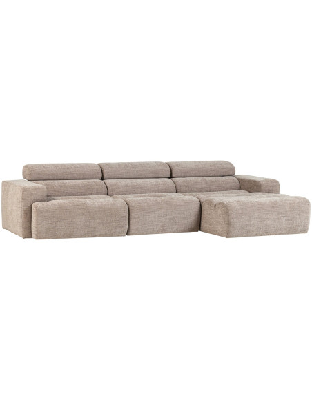 Canapé chaise longue droite Novi tissu mélangé naturel woood