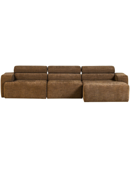 Canapé chaise longue droite Novi tissu mélangé caramel woood