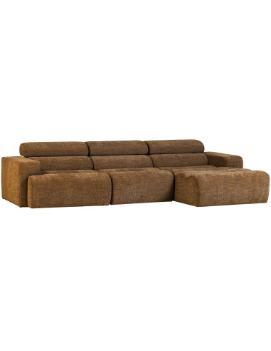 Canapé chaise longue droite Novi tissu mélangé caramel woood