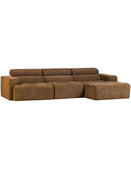 Canapé chaise longue droite Novi tissu mélangé caramel woood