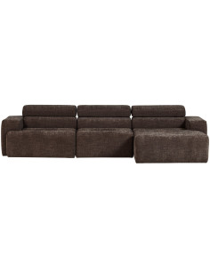 Canapé chaise longue droite Novi tissu mélangé marron foncé woood