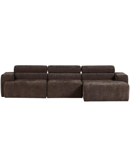 Canapé chaise longue droite Novi tissu mélangé marron foncé woood