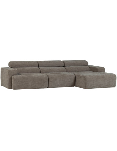 Canapé chaise longue droite Novi tissu mélangé gris woood