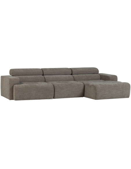 Canapé chaise longue droite Novi tissu mélangé gris woood