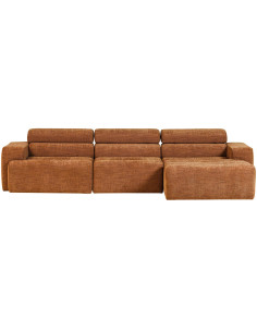 Canapé chaise longue droite Novi tissu mélangé orange woood