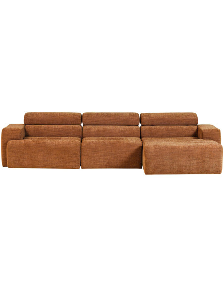 Canapé chaise longue droite Novi tissu mélangé orange woood