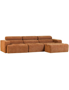 Canapé chaise longue droite Novi tissu mélangé orange woood 2