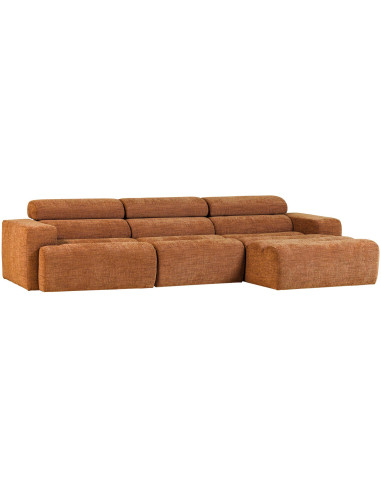 Canapé chaise longue droite Novi tissu mélangé orange woood