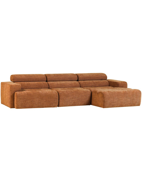 Canapé chaise longue droite Novi tissu mélangé orange woood