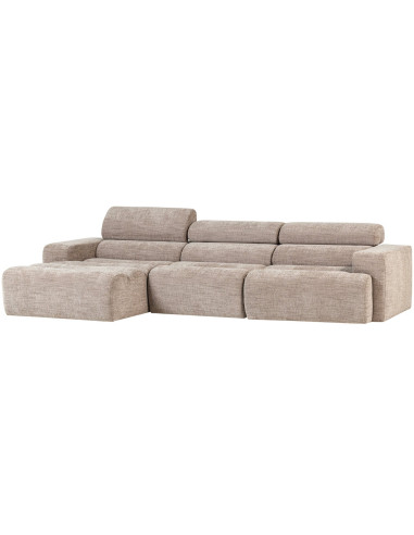 Canapé chaise longue gauche Novi tissu mélangé naturel woood