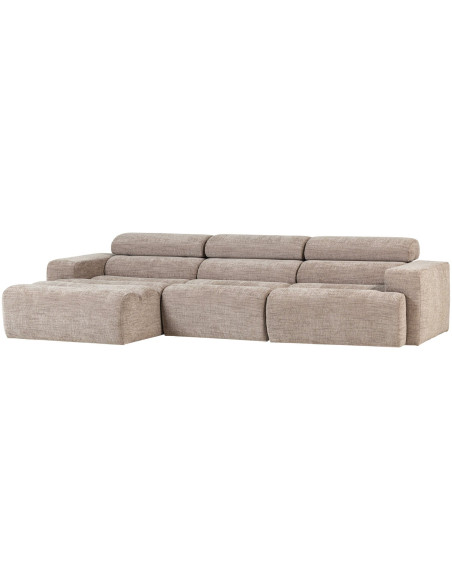 Canapé chaise longue gauche Novi tissu mélangé naturel woood