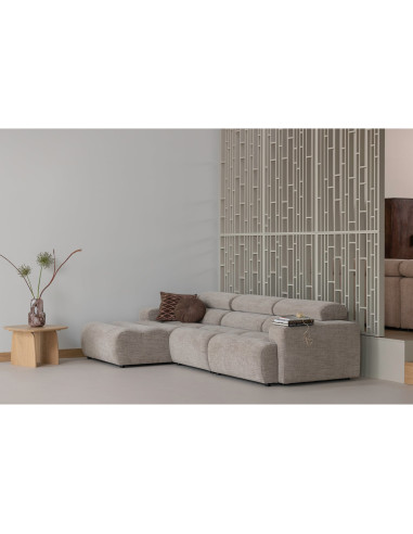 Canapé chaise longue gauche Novi tissu mélangé naturel woood