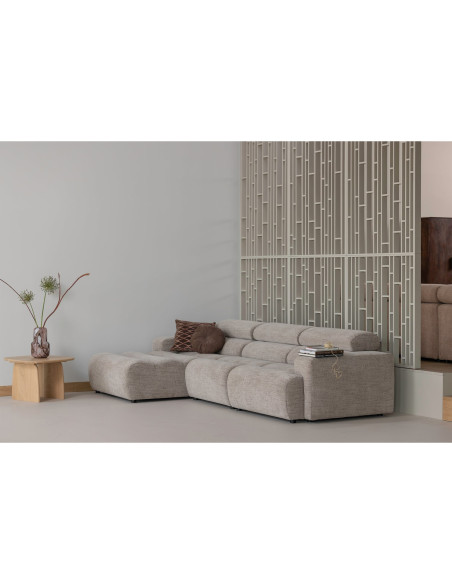 Canapé chaise longue gauche Novi tissu mélangé naturel woood