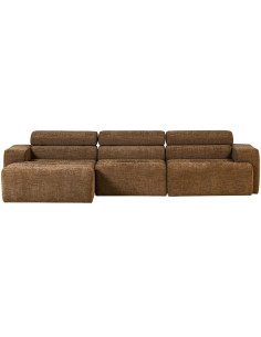 Canapé chaise longue gauche Novi tissu mélangé caramel woood