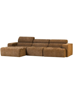 Canapé chaise longue gauche Novi tissu mélangé caramel woood 2