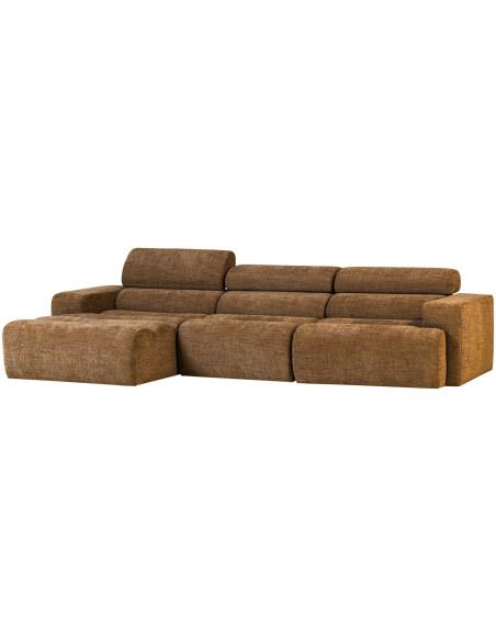 Canapé chaise longue gauche Novi tissu mélangé caramel woood