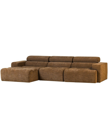 Canapé chaise longue gauche Novi tissu mélangé caramel woood