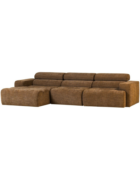 Canapé chaise longue gauche Novi tissu mélangé caramel woood