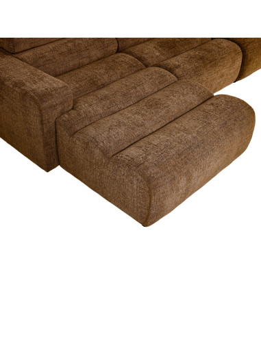 Canapé chaise longue gauche Novi tissu mélangé caramel woood