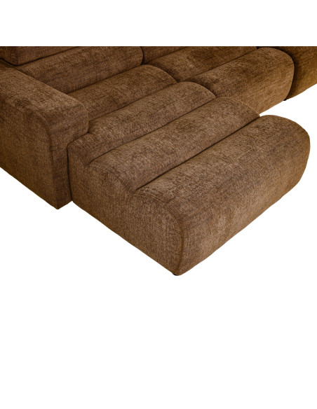 Canapé chaise longue gauche Novi tissu mélangé caramel woood