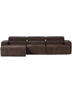 Canapé chaise longue gauche Novi tissu mélangé marron foncé woood