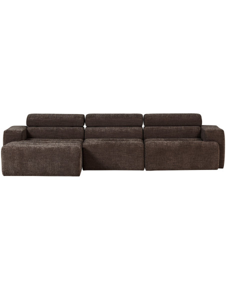 Canapé chaise longue gauche Novi tissu mélangé marron foncé woood