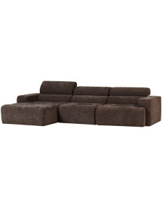 Canapé chaise longue gauche Novi tissu mélangé marron foncé woood 2