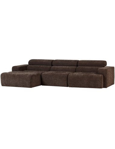 Canapé chaise longue gauche Novi tissu mélangé marron foncé woood