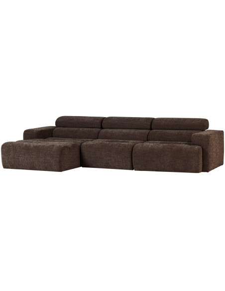 Canapé chaise longue gauche Novi tissu mélangé marron foncé woood