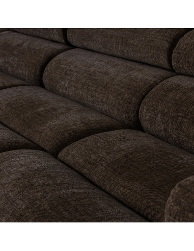Canapé chaise longue gauche Novi tissu mélangé marron foncé woood