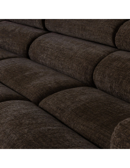 Canapé chaise longue gauche Novi tissu mélangé marron foncé woood