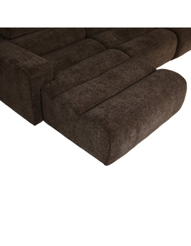 Canapé chaise longue gauche Novi tissu mélangé marron foncé woood
