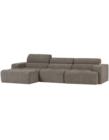 Canapé chaise longue gauche Novi tissu mélangé gris woood