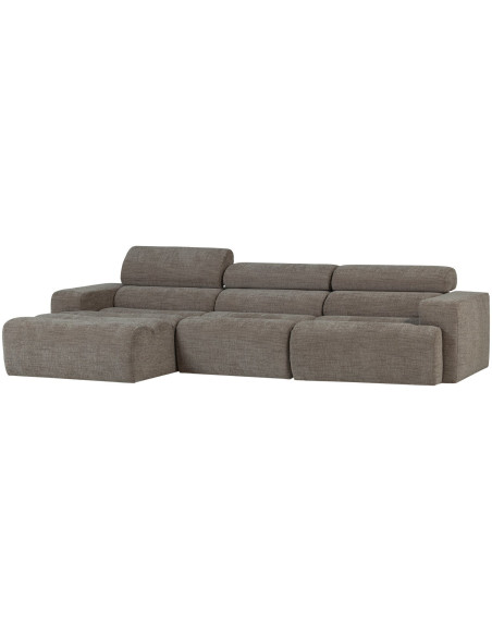 Canapé chaise longue gauche Novi tissu mélangé gris woood