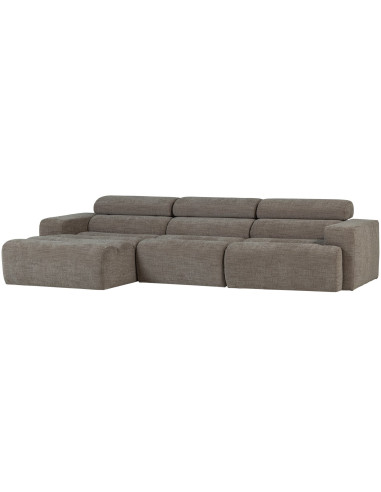 Canapé chaise longue gauche Novi tissu mélangé gris woood