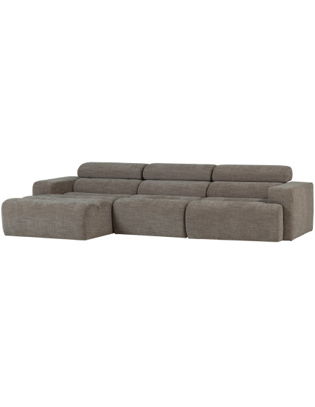 Canapé chaise longue gauche Novi tissu mélangé gris woood