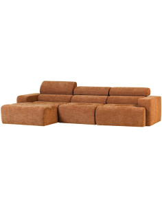 Canapé chaise longue droite Novi tissu mélangé orange woood 2