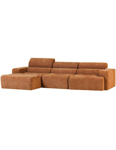 Canapé chaise longue droite Novi tissu mélangé orange woood