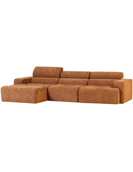 Canapé chaise longue droite Novi tissu mélangé orange woood