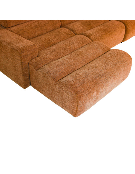 Canapé chaise longue droite Novi tissu mélangé orange woood