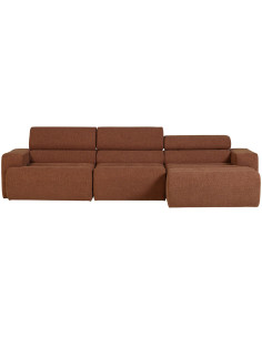Canapé chaise longue droite Novi tissu bouclé terra woood