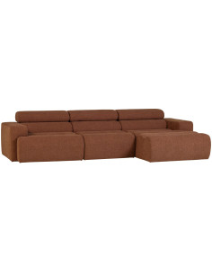 Canapé chaise longue droite Novi tissu bouclé terra woood 2