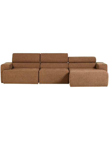 Canapé chaise longue droite Novi tissu bouclé caramel woood