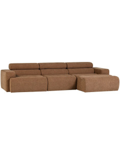 Canapé chaise longue droite Novi tissu bouclé caramel woood 2