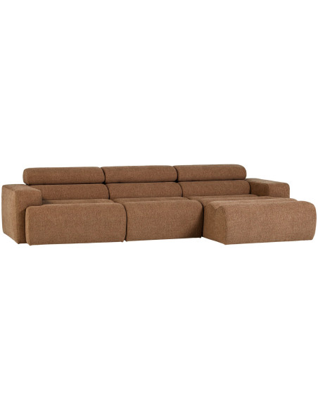 Canapé chaise longue droite Novi tissu bouclé caramel woood