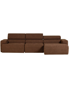 Canapé chaise longue droite Novi tissu bouclé moka woood