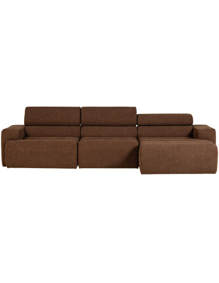 Canapé chaise longue droite Novi tissu bouclé moka woood