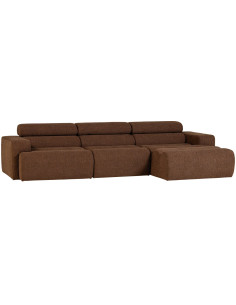 Canapé chaise longue droite Novi tissu bouclé moka woood 2